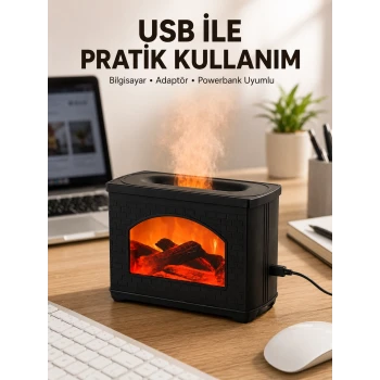 Aromaterapi Difüzör Ultrasonik Sessiz Nemlendirici USB Destekli