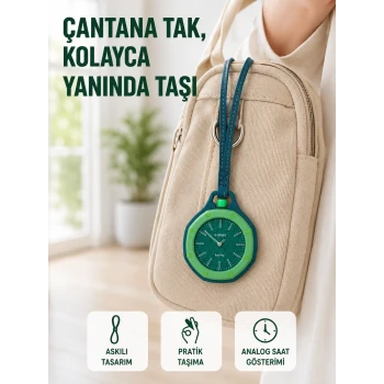 Askılı Analog Saat Pantolon Kemer ve Çanta Aksesuarı Yeşil
