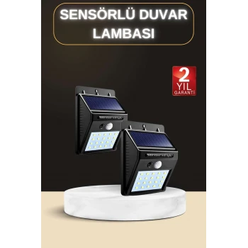 Bahçe Aydınlatma Sensörlü Güneş Enerjili Duvar Lambası 40 Led Işık
