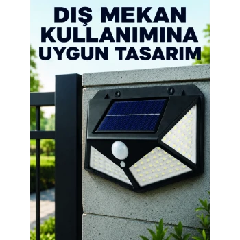 Bahçe Balkon Garaj ve Girişler İçin Güneş Enerjili Hareket Sensörlü LED Duvar Lambası