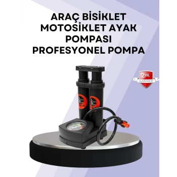 Basınç Saatli Ayak Pompası Bisiklet ve Araç Uyumlu