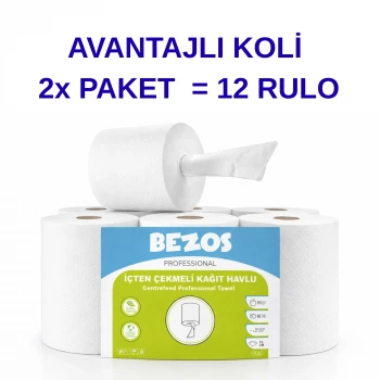 Bezos Professional İçten Çekmeli Kağıt Havlu 2 Koli | 12 Rulo | Endüstriyel Kullanım