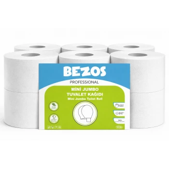Bezos Professional Mini Jumbo Tuvalet Kağıdı 12 Rulo | 2 Katlı | %100 Selüloz | Endüstriyel & Ev Tipi Kullanım