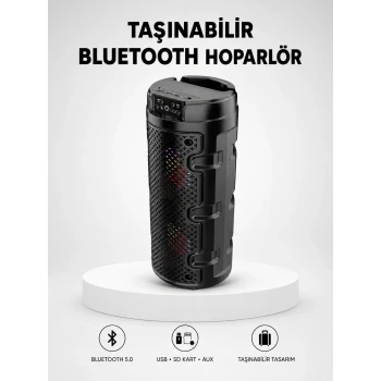 Bluetooth 5.0 Kablosuz Hoparlör Çift Sürücülü Yüksek Ses Kalitesi Kompakt Tasarım