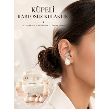 Bluetooth Bağlantılı Küpeli Kablosuz Kulaklık Uzun Pil Ömrü