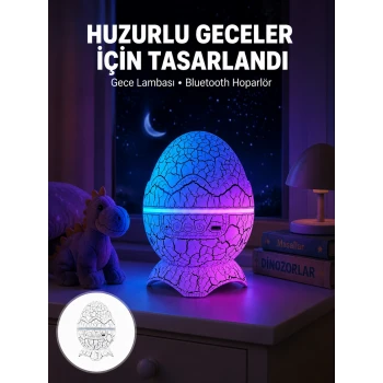 Bluetooth Hoparlör Özellikli 7 Renkli Gece Aydınlatması Yeni Nesil