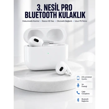 Bluetooth Kulaklık 3. Nesil Ios Android Uyumlu Yeni Nesil Wireless Charge