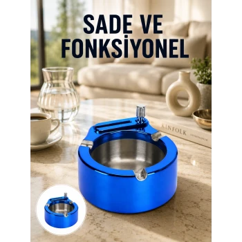 Çakmaklı Küllük Paslanmaz Çelik Şık Masa Aksesuarı Yeni Nesil