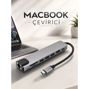 Çevirici Dönüştürücü Adaptör Macbook 3 In 1 Type-C To Hdmı USB 3.0