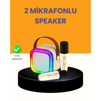 Çift Mikrofonlu Kompakt Karaoke Hoparlör – Uzun Pil Ömrü