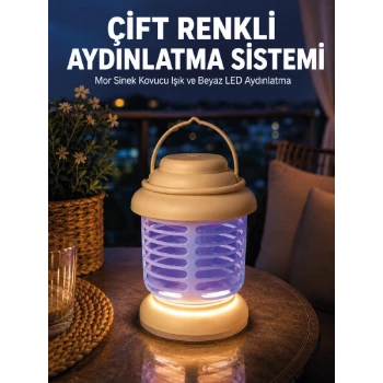 Çift Renkli LED Aydınlatmalı Taşınabilir Sinek Kovucu Lamba