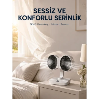 Çift Yöne Hava Üfleyen Masa ve Duvar Tipi Vantilatör