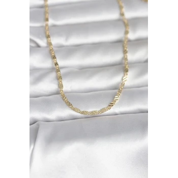 CM 14K Gold Renk Çizgi Lazer Model 60 cm Kadın Kolye