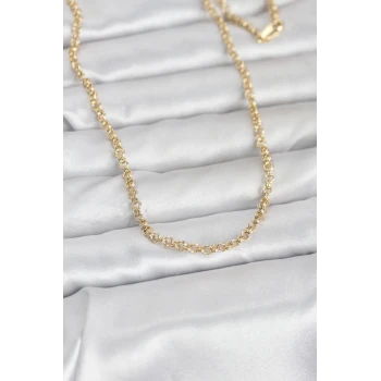 CM 14K Gold Renk Halka Zincir Model 60 cm Kadın Kolye