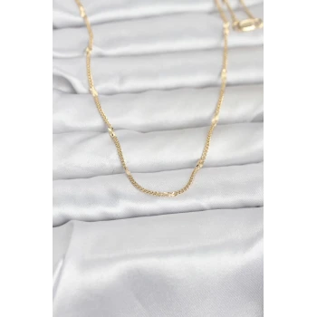 CM 14K Gold Renk Lazer Puntalı Model 60 cm Kadın Kolye