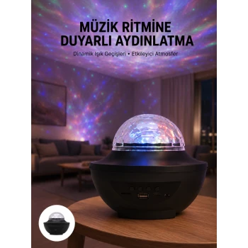 Çok Renkli Projektör Lamba Disko Topu Gece Lambası Kablosuz
