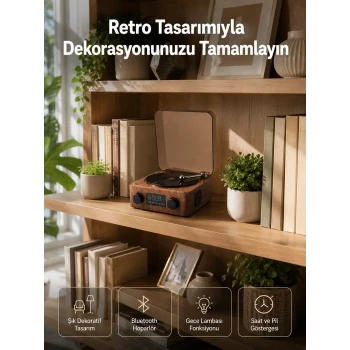 Dekoratif Gece Işıklı Bluetooth Hoparlör – Saatli Tasarım Yeni Nesil