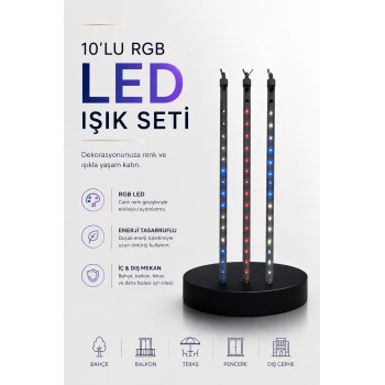 Dekoratif Ortam Aydınlatması RGB LED 10’lu Çubuk Seti