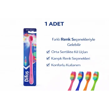 Difas Rainbow Orta Sert Diş Fırçası Medium 1ADET