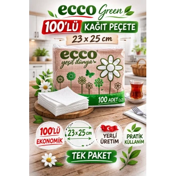 Ecco Green Kağıt Peçete 100’lü 23x25 cm Ekonomik 1 Paket