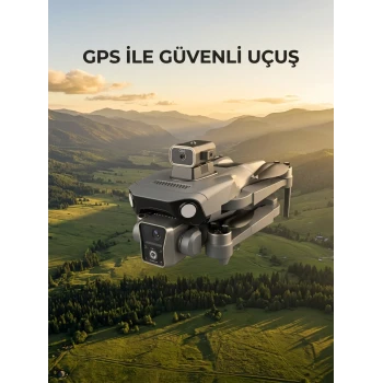 Ekranlı Kumandalı GPS Drone Çift Kameralı Katlanabilir Hava Aracı