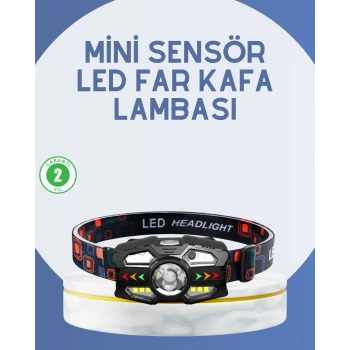 El Sensörlü LED Far Suya Dayanıklı Şarjlı Kafa Lambası