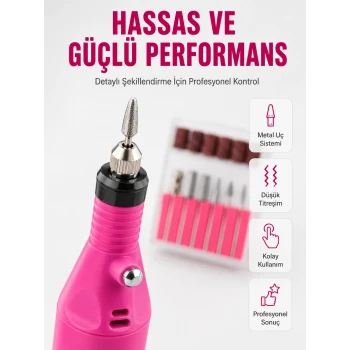 Elektrikli Manikür Pedikür Törpü Seti 6 Başlıklı Yeni Nesil