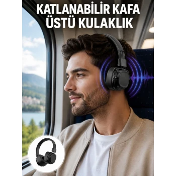 Ergonomik Konforlu Kablosuz Kulak Üstü Bluetooth Kulaklık Yeni Nesil