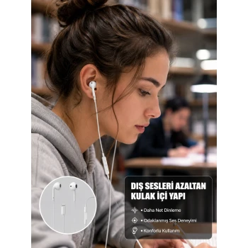Ergonomik Tasarımlı Stereo Ses Performanslı Kablolu Kulaklık Yeni Nesil