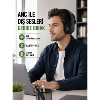 Geniş Frekans Aralıklı Bluetooth Kulak Üstü Kulaklık
