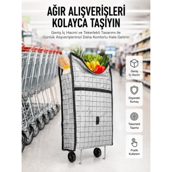 Geniş Hacimli Tekerlekli Pazar Çantası Dayanıklı ve Ergonomik