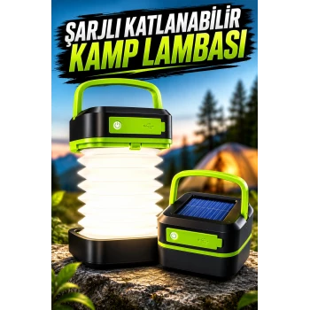 Güneş Enerjili Led Lamba Kamp Lambası Katlanabilir Lamba USB Şarjlı