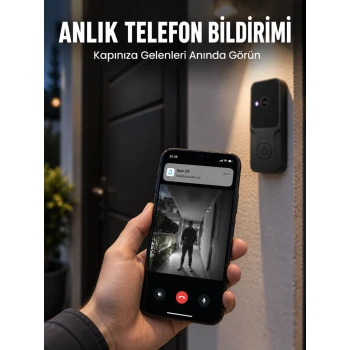 HD Kameralı Akıllı Kapı Zili | Çift Yönlü Sesli Wi-Fi Görüntülü Kapı Zili
