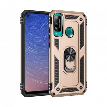 Huawei P40 Lite E Kılıf Sofya Yüzüklü Silikon Kapak - Gold