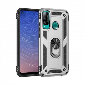 Huawei P40 Lite E Kılıf Sofya Yüzüklü Silikon Kapak - Gümüş