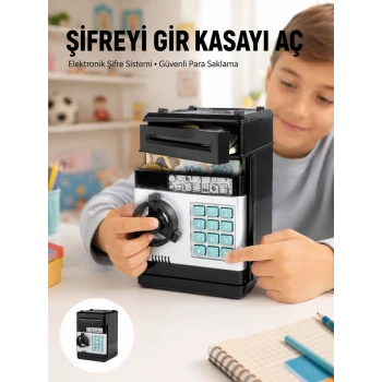 Işıklı Sesli Şifreli ATM Görünümlü Kasa Kumbara