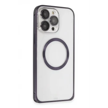 Joko Apple iPhone 14 Pro Kılıf Metal Bumper Magneticsafe Kapak - Derin Mor
