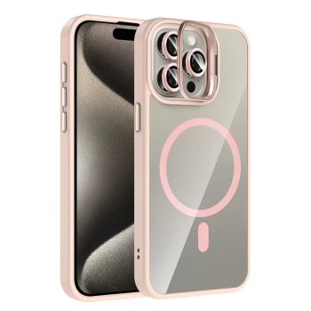 Joko Apple iPhone 14 Pro Max Remim Lensli Magsafe Standlı Kapak - Pembe