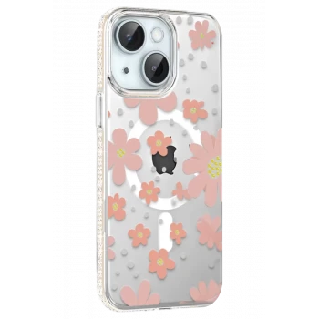 Joko Apple iPhone 15 Floral Magsafe Kapak - Pembe