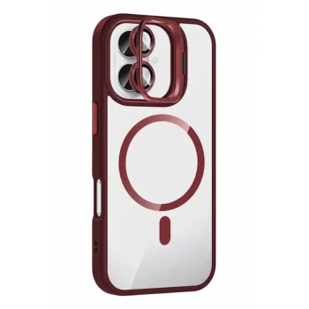Joko Apple iPhone 16 Plus Remim Lensli Magsafe Standlı Kapak - Bordo