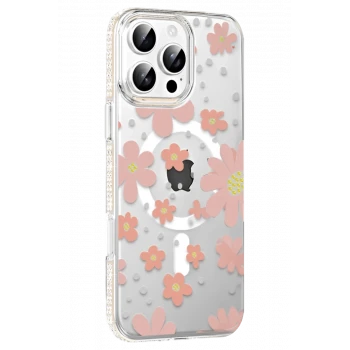 Joko Apple iPhone 16 Pro Floral Magsafe Kapak - Pembe