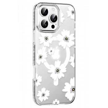 Joko Apple iPhone 16 Pro Max Floral Magsafe Kapak - Beyaz
