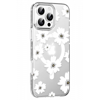 Joko Apple iPhone 16 Pro Max Floral Magsafe Kapak - Beyaz