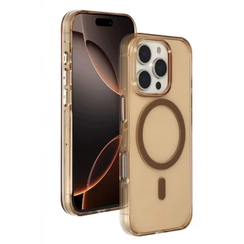 Joko Apple iPhone 16 Pro Max Gleam PC Sert Magsafe Kılıf - Şeffaf-Gold