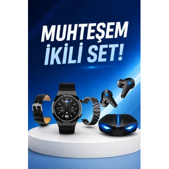 Kablosuz Bluetooth Bağlantılı Kulaklık ve Dokunmatik Ekran Akıllı Saat Arama Cevaplama