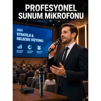 Kablosuz Çift Mikrofon Şarj Edilebilir Dijital Göstergeli