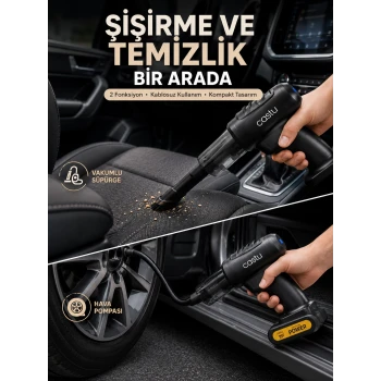 Kablosuz Hava Pompası ve Vakumlu El Süpürgesi