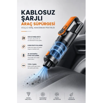 Kablosuz Şarjlı Araç ve Ev Tipi El Süpürgesi