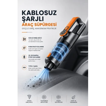 Kablosuz Şarjlı Araç ve Ev Tipi El Süpürgesi