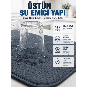 Katlanabilir Bulaşık Kurutma Matı Hızlı Kuruyan Su Emici Mutfak Matı